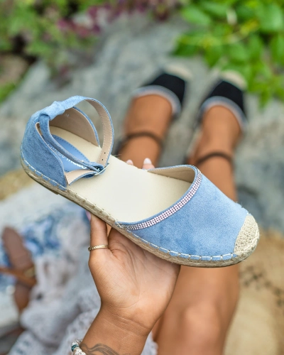 Royalfashion Women's espadrilles with zircons in blue Rieta