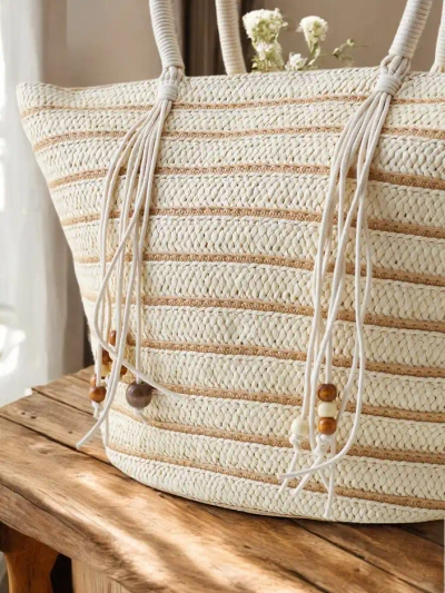 Royalfashion Large straw handbag for women