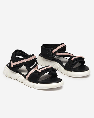 Black and pink children's sandals fastened with Velcro Modis - Shoes