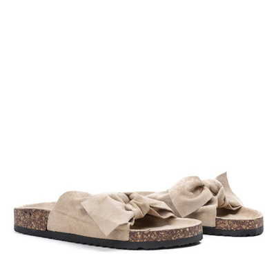 Beige slippers with a Montiana bow - Footwear