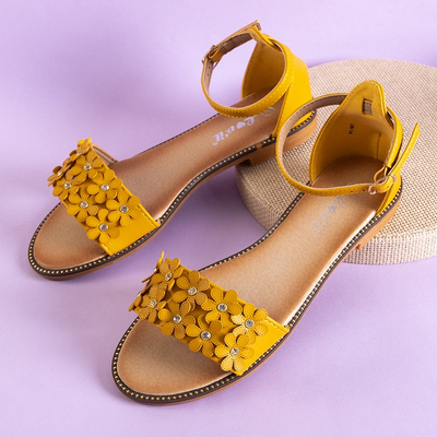 Yellow women's sandals with flowers Rafana - shoes