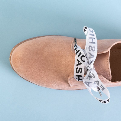 Pink women's shoes laced with a Ninetta ribbon - Footwear