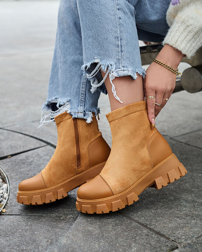 Royalfashion Women's flat heeled boots in camel Leffoi