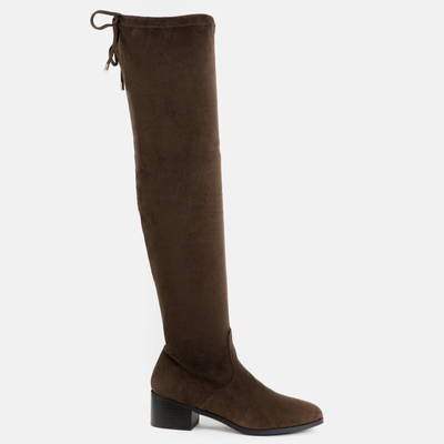 Green eco-suede over-the-knee boots Ludy- Footwear