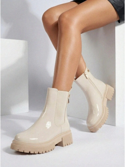 Lakierowane Botki damskie eko skórzane Calebi