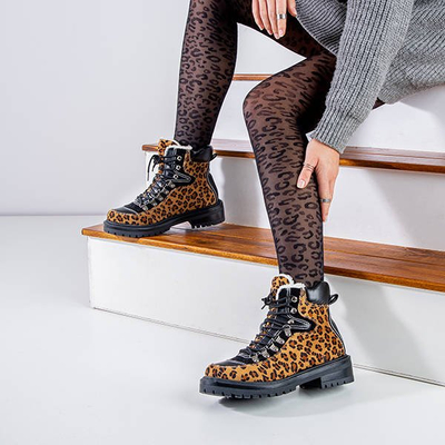 Leopard print boots insulated with Dori sheepskin coat - Footwear