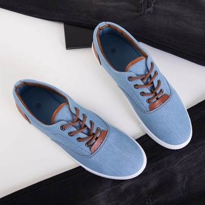 OUTLET Gromad blue denim sneakers for men - Footwear