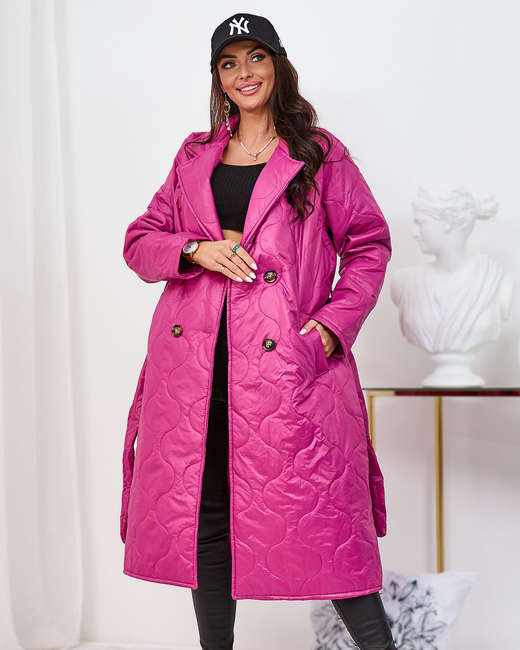 Royalfashion Women's quilted coat with binding in pink color