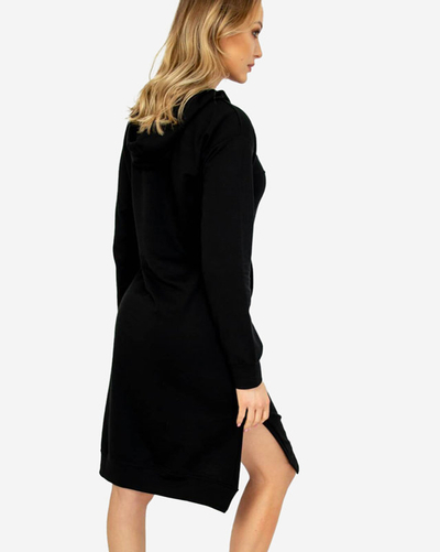 Black knee-length sweatshirt dress - Clothing