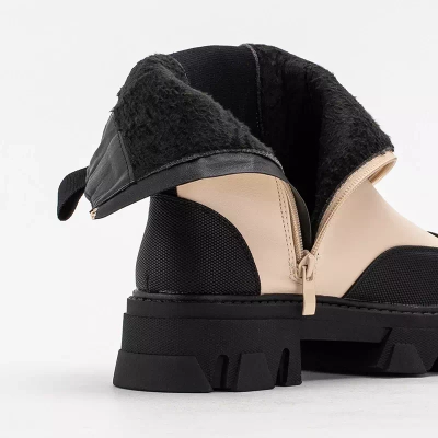 OUTLET Beige women's boots on a massive Rosidi sole - Footwear