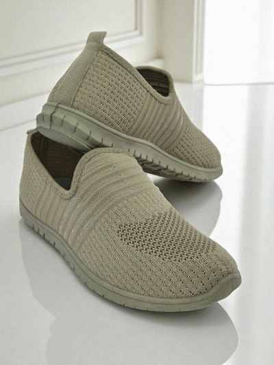 Damsik slip-ön mokasins Hypatia Verde de fabric su flatik tel