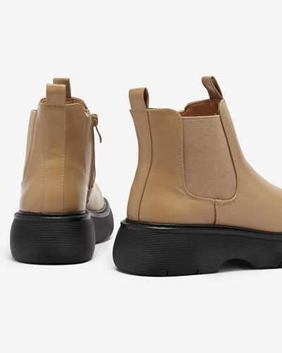 Light brown women's boots on a thicker sole Somico-Footwear