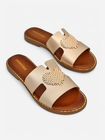 Royalfashion Women's flip-flops with a heart Gold Heart