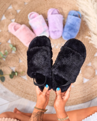 Royalfashion Black women's fur slippers Nabres