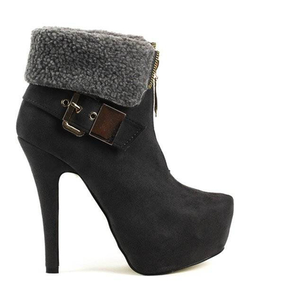 OUTLET Suede Booties Pin with sheepskin - Shoes