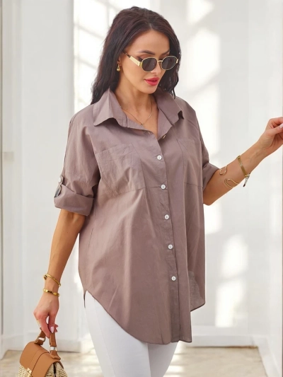 Royalfashion kokvilnas sieviešu krekls ar 3/4 piedurknēm