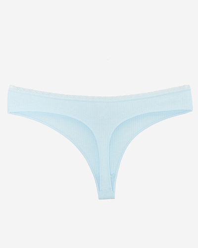 Women's blue ribbed thong - Underwear