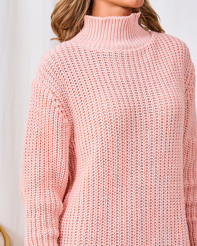 Royalfashion Pink women's turtleneck sweater dress
