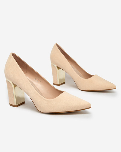 Royalfashion Beige women's eco suede post pumps Afrogosa