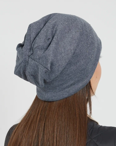 Royalfashion Women's beanie hat with rhinestones