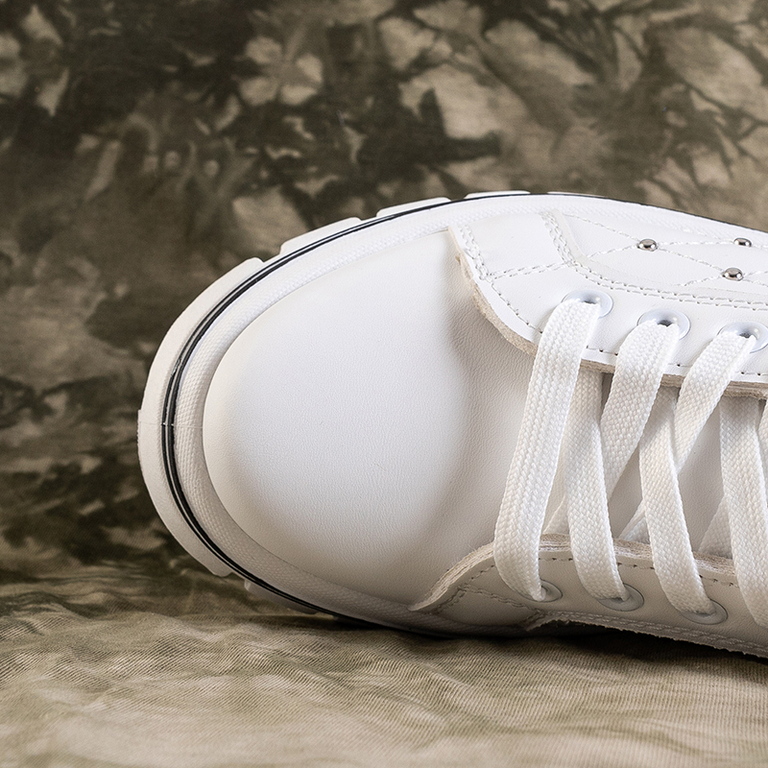 White women's sneakers with a black glitter insert Yemen - Footwear