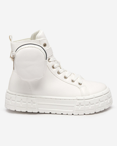 Women's eco leather sports shoes in white Kolibs- Footwear