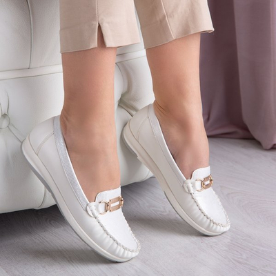 White loafers with gold decoration Dendi - Shoes 1