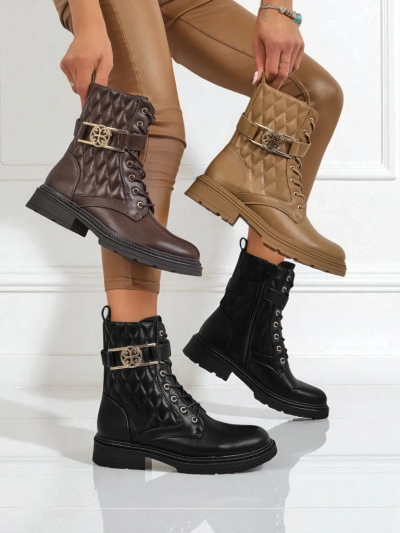 Sable Rose Quilted Faux Leather Ankle Boots