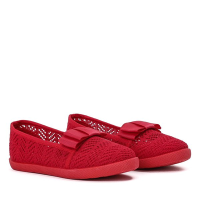 Czerwone dziewczęce tenisówki typu slip on Tabbi - Obuwie