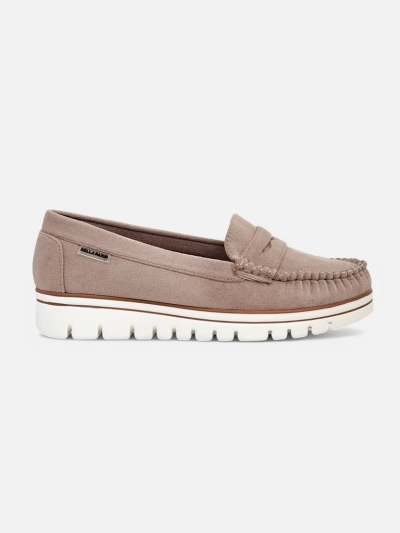 Luna Elegance of Beige Eco-Leather Moccasins