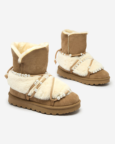 Royalfashion Women's snow boots with pearls Cuvilav