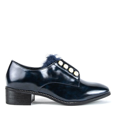 OUTLET Navy blue shoes with pearls Nessi - Footwear