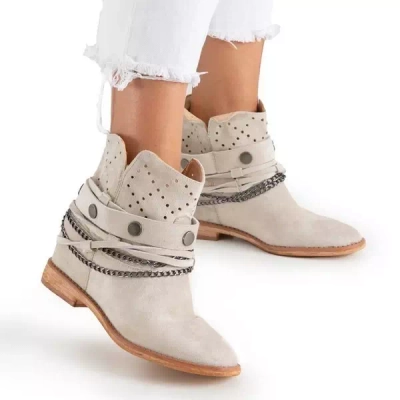 OUTLET Light gray ankle boots a'la cowboy boots on an indoor wedge Salemi - shoes