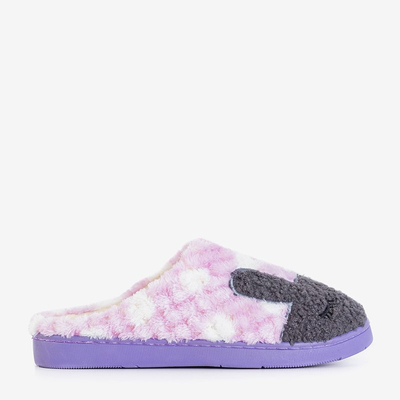 Purple women's slippers with Krystian's bunny - Footwear