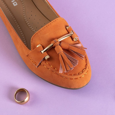Orange women's moccasins with tassels Cilive - Footwear