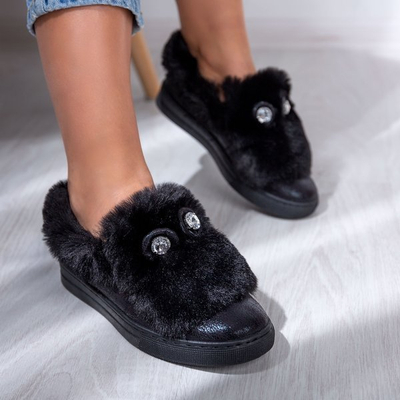 Black slip on with fur Manifik - Footwear