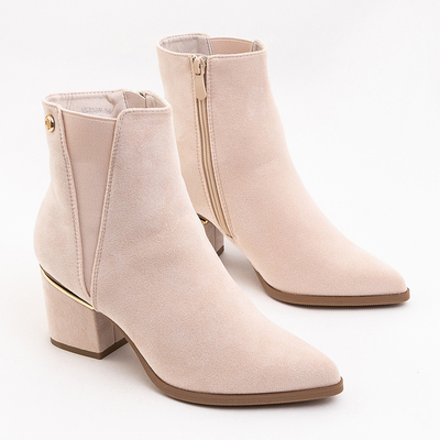 Beige women's classic boots on a post Asya - Footwear