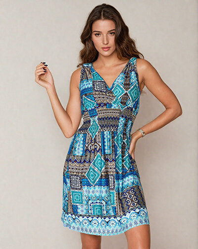 Royalfashion Women's fabric mini dress with decorative print