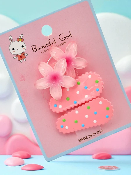 Set of hair clips with floral motif