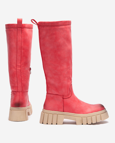 OUTLET Red women's mid-calf boots Astaroth - Footwear