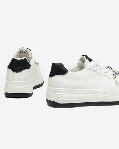Black and white sports shoes for women sneakers with a chain Nevito - Footwear