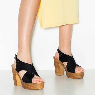 Black women's sandals on a high post Inga - Footwear