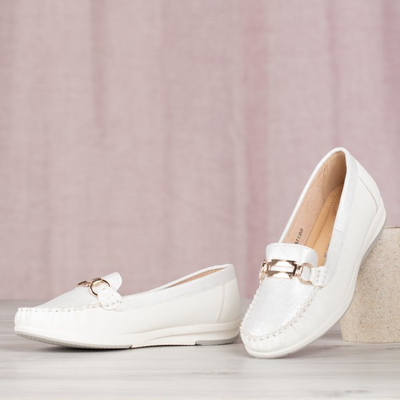 White loafers with gold decoration Dendi - Shoes 1