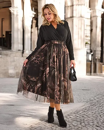 Royalfashion Women's Two-Layer Midi Skirt