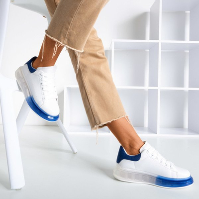 White and blue sneakers with a thicker Judite sole - Footwear