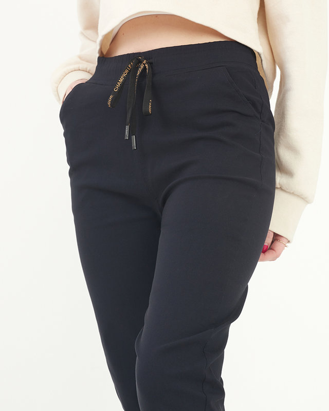 Black fabric straight women's pants PLUS SIZE - Clothing