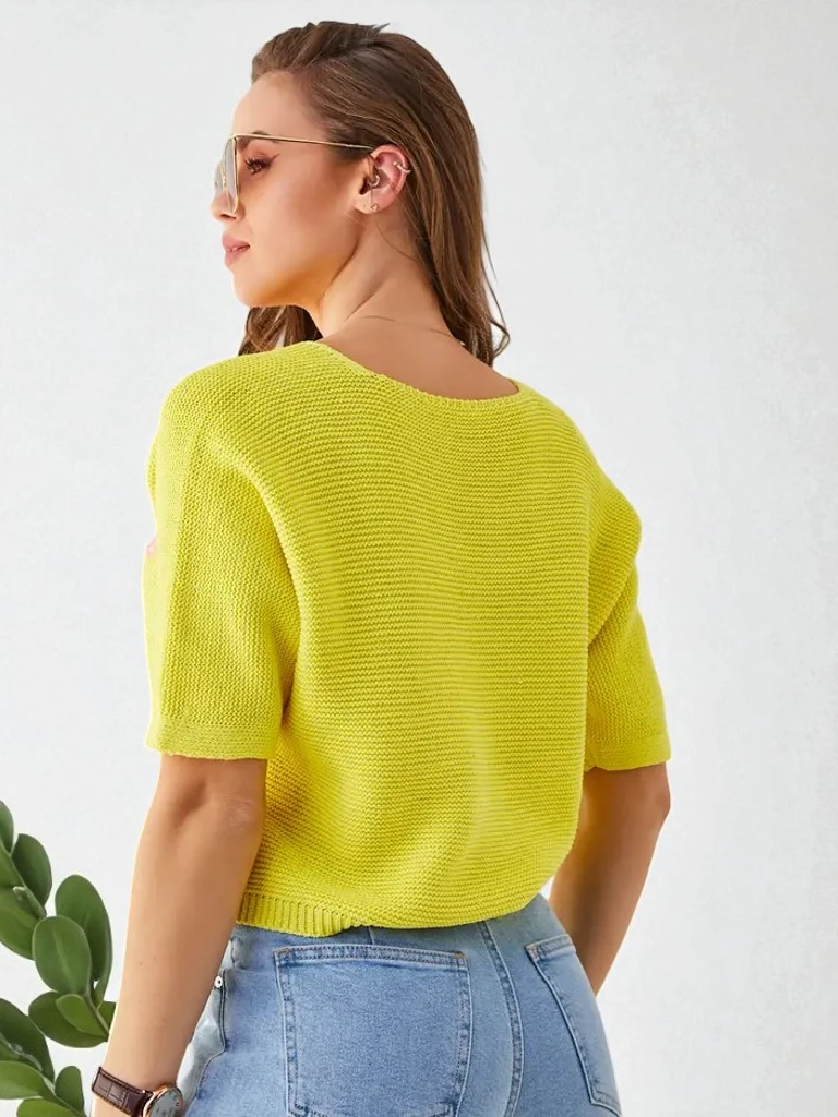 Royalfashion Cotton women's short sweater with butterflies