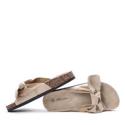 Beige slippers with a Montiana bow - Footwear