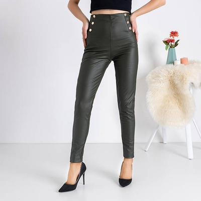 Dark green women's treggings with ornaments - Pants