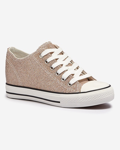 Gold women's sneakers on a hidden anchor with shiny thread Seggat- Footwear